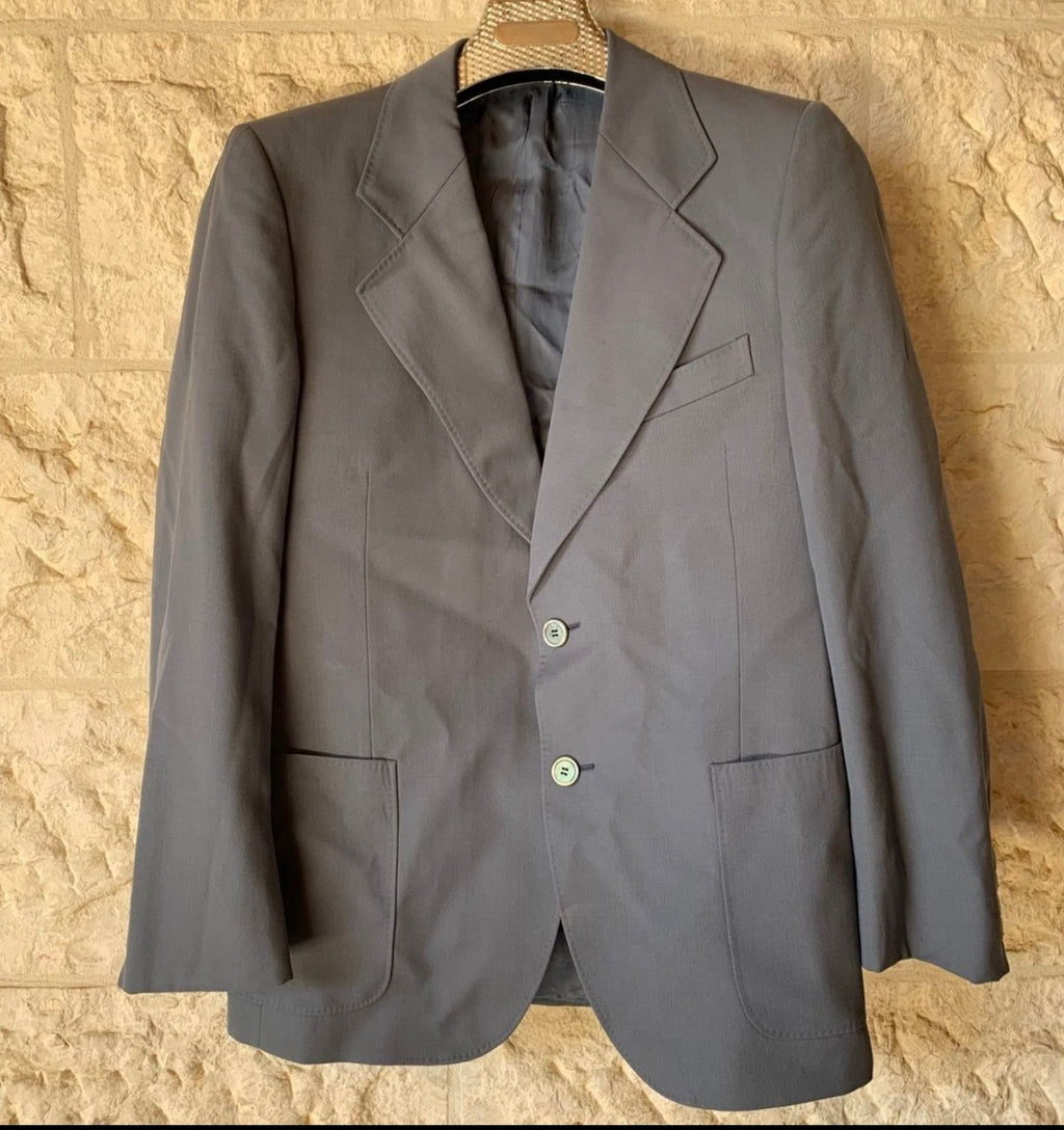 1970s Vintage worsted wool gray 2 button classic rockabilly disco suit 38R