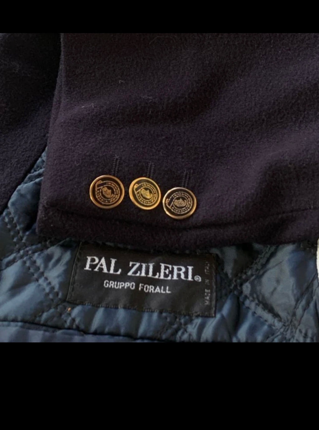 Vintage Pal Zileri wool cashmere blend gold button navy jacket blazer 44R