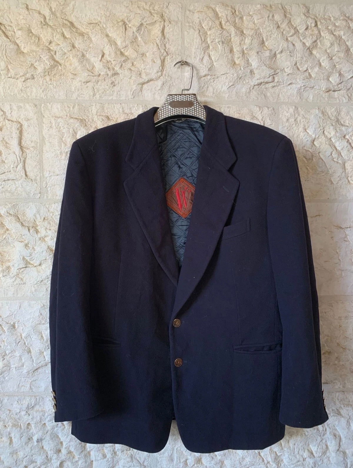 Vintage Pal Zileri wool cashmere blend gold button navy jacket blazer 44R