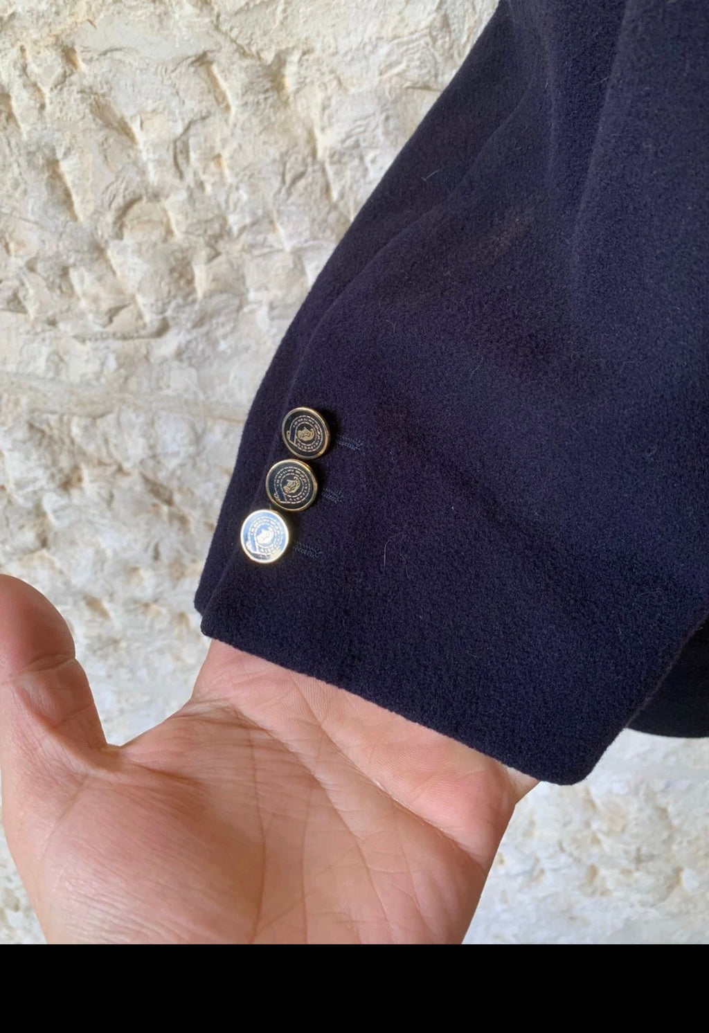 Vintage Pal Zileri wool cashmere blend gold button navy jacket blazer 44R