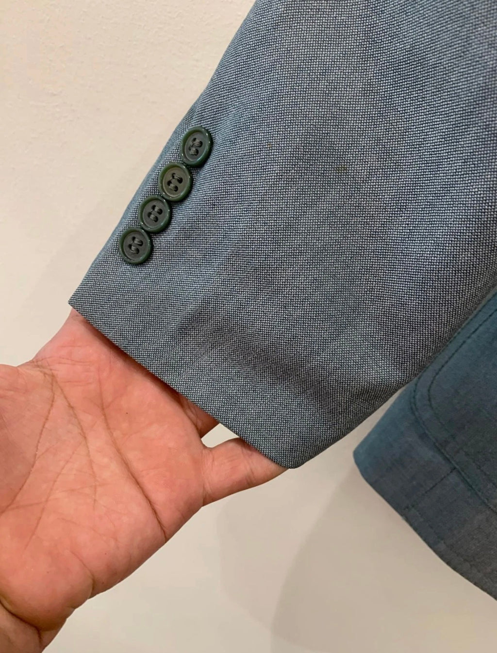 1970s vintage wool mohair blend classic bluish gray 2 button suit 42R