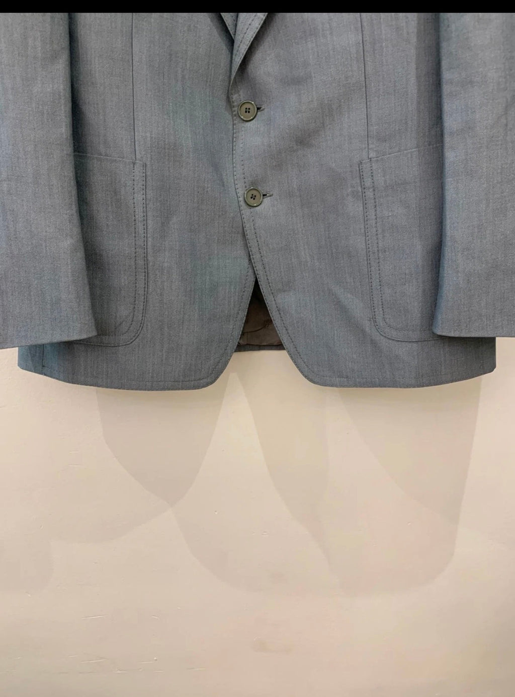 1970s vintage wool mohair blend classic bluish gray 2 button suit 42R