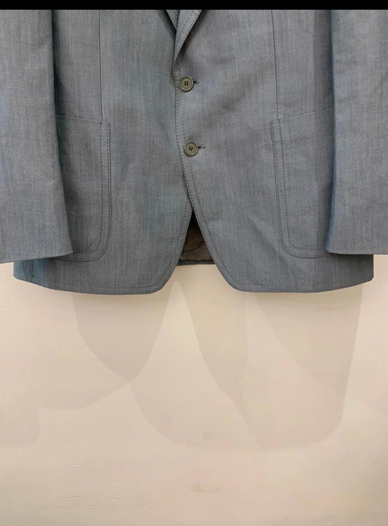 1970s vintage wool mohair blend classic bluish gray 2 button suit 42R