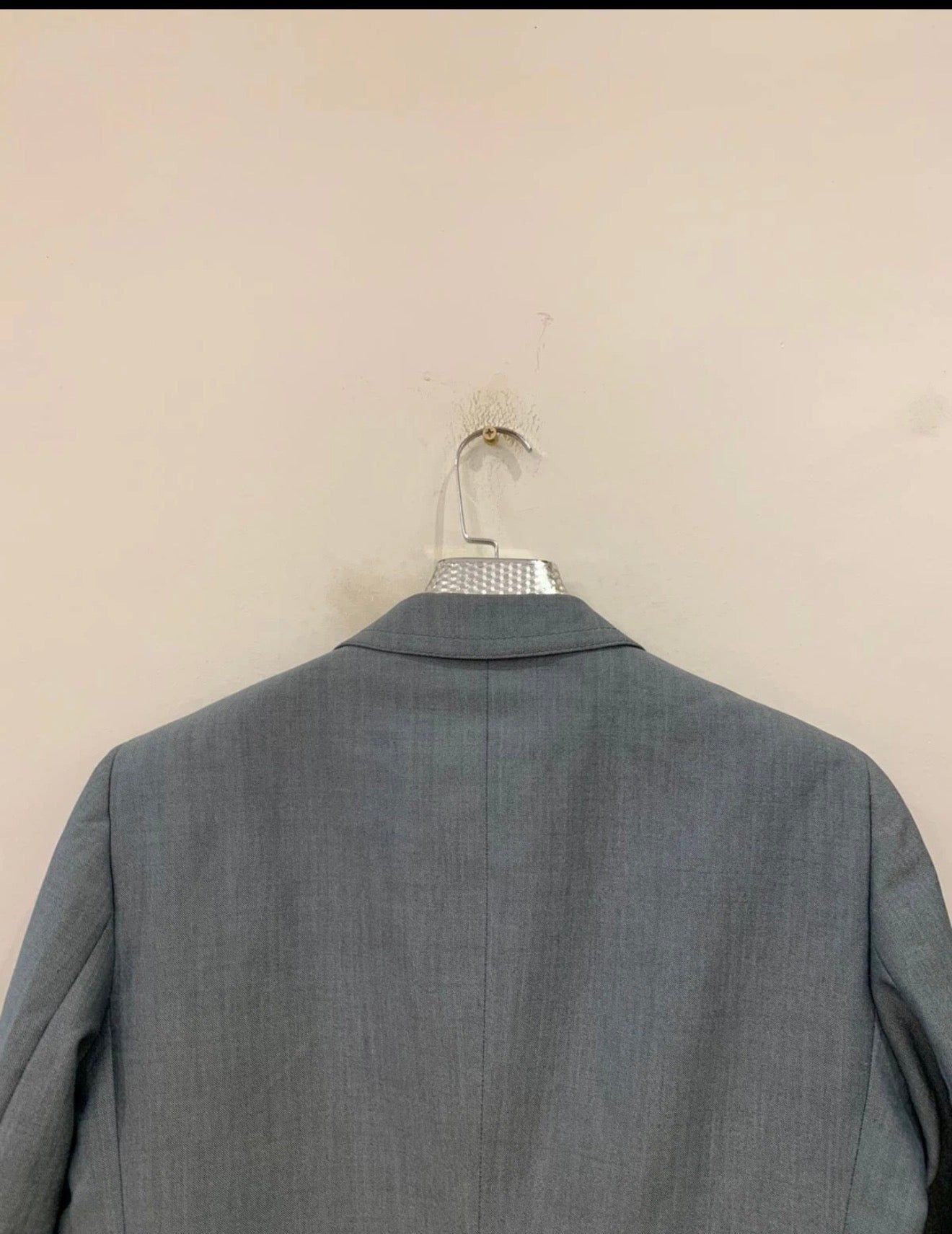 1970s vintage wool mohair blend classic bluish gray 2 button suit 42R