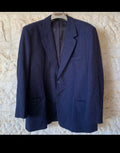 Vintage handtailored superfine pure wool classic navy jacket blazer 46R XL