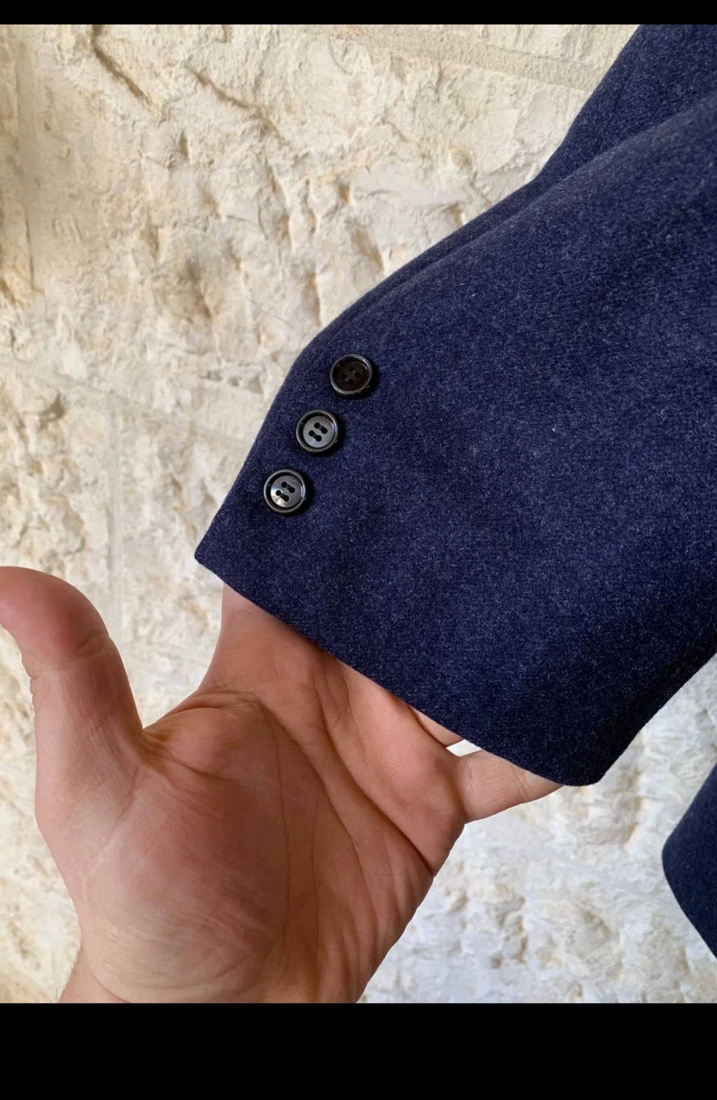 Vintage handtailored superfine pure wool classic navy jacket blazer 46R XL
