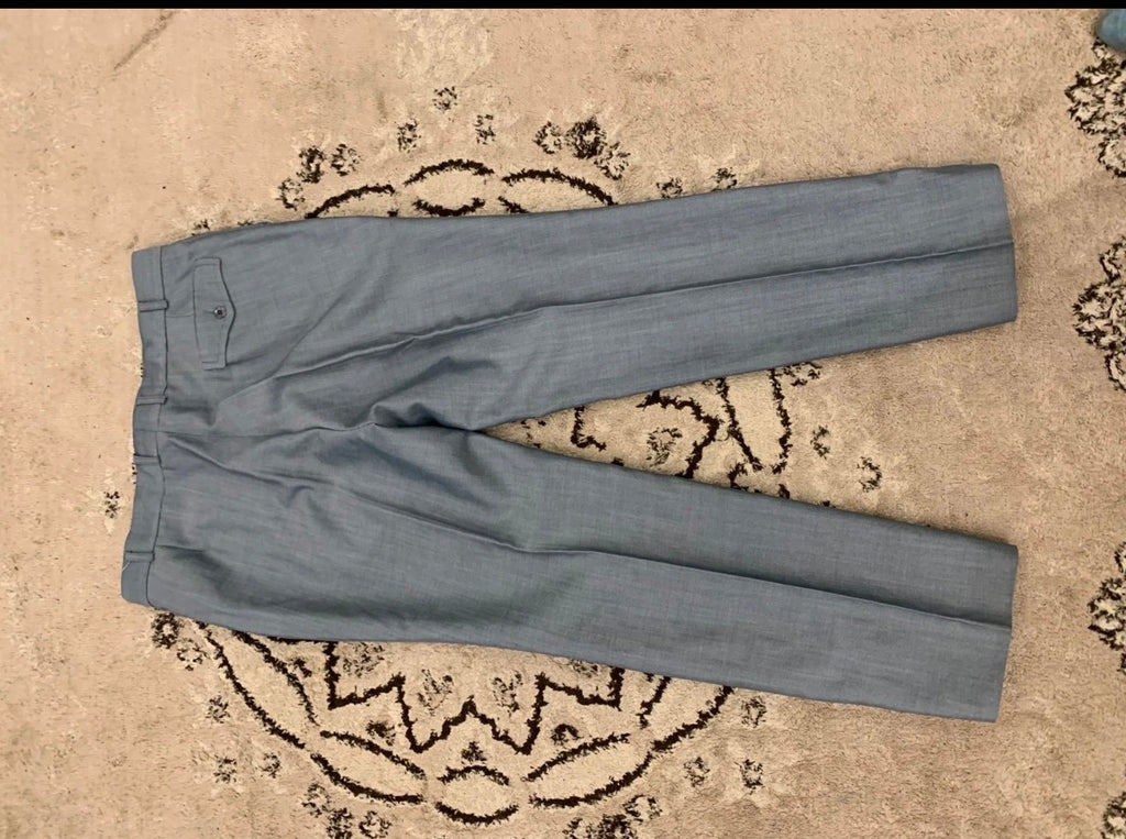 1970s vintage wool mohair blend classic bluish gray 2 button suit 42R