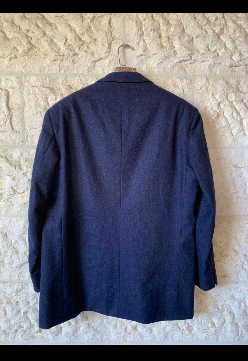 Vintage handtailored superfine pure wool classic navy jacket blazer 46R XL