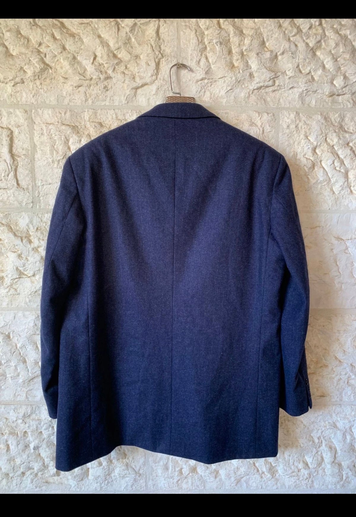 Vintage handtailored superfine pure wool classic navy jacket blazer 46R XL