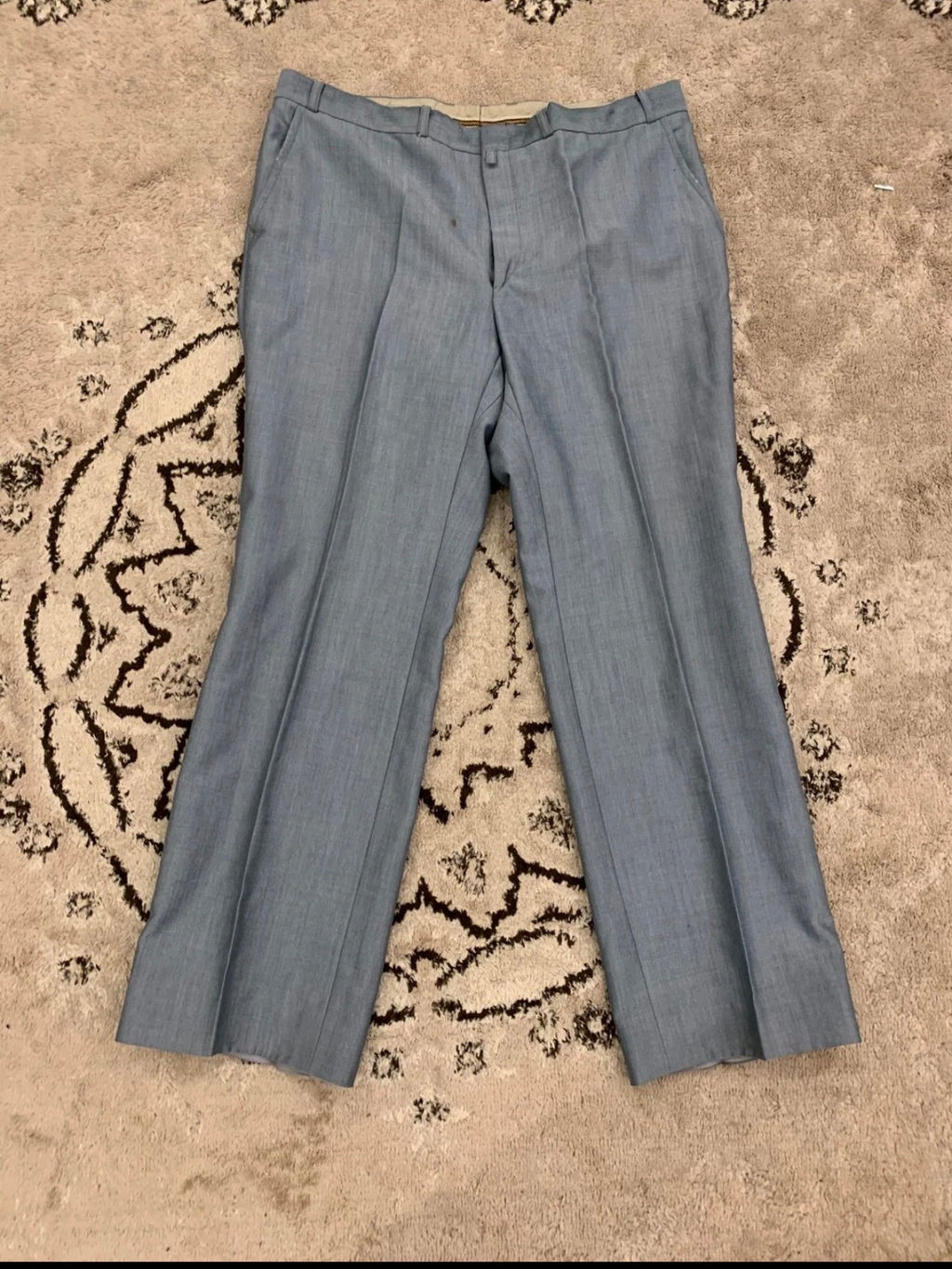 1970s vintage wool mohair blend classic bluish gray 2 button suit 42R