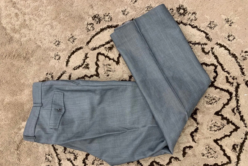 1970s vintage wool mohair blend classic bluish gray 2 button suit 42R