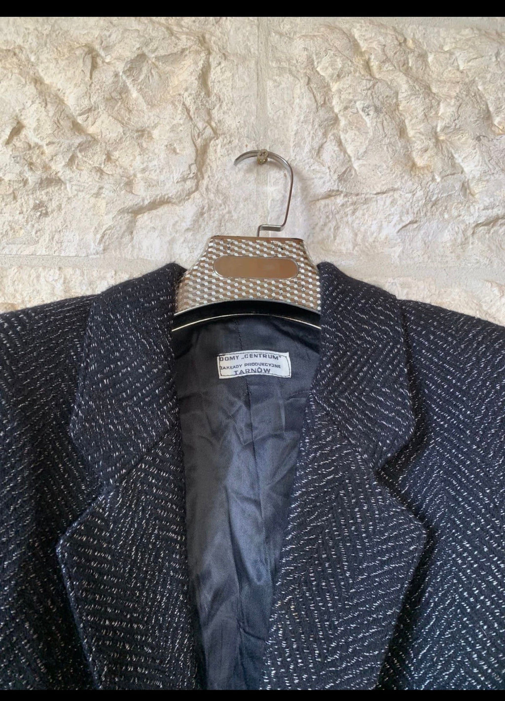 Vintage wool blend classic herringbone black jacket blazer 40R
