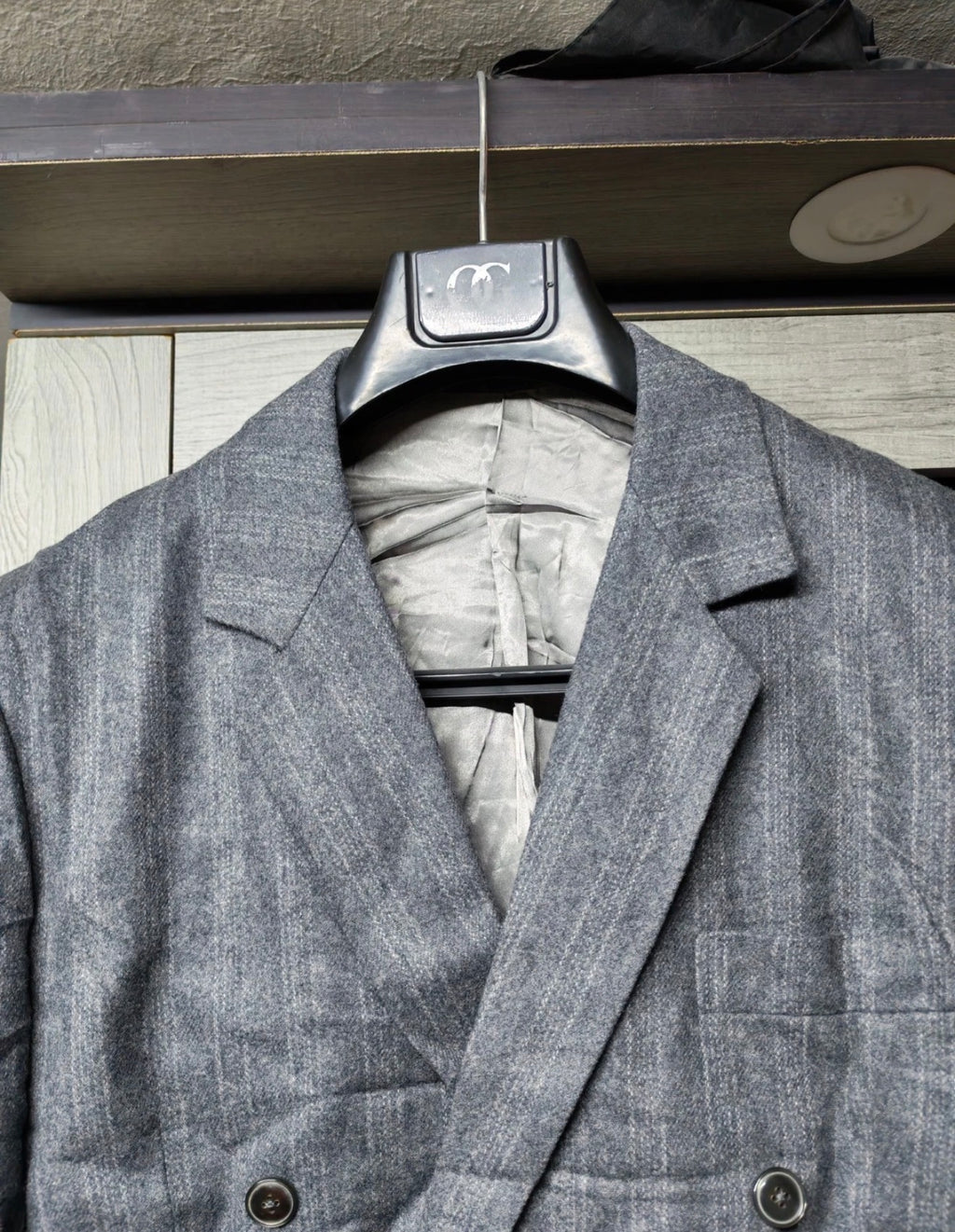 1960s vintage pure woollen wool classic gray double breasted suit 38R 38S