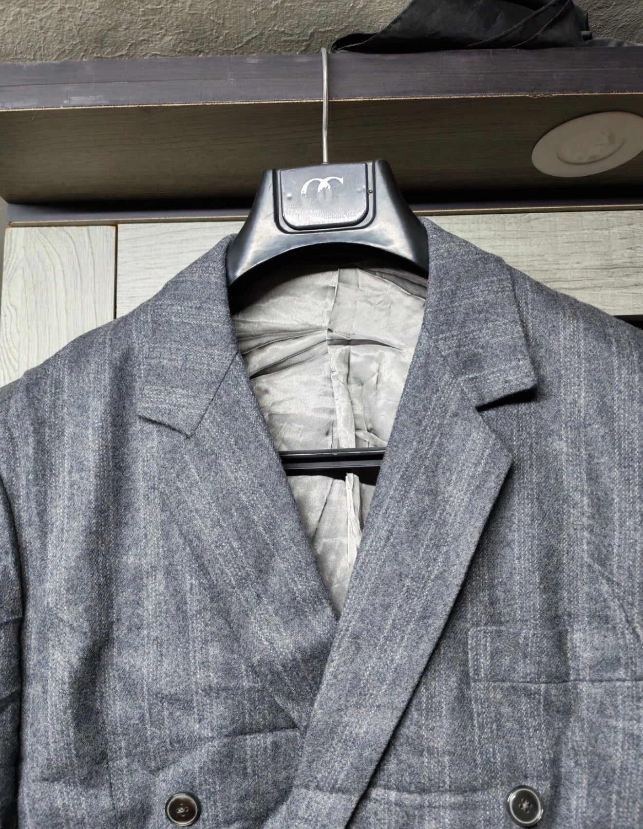 1960s vintage pure woollen wool classic gray double breasted suit 38R 38S