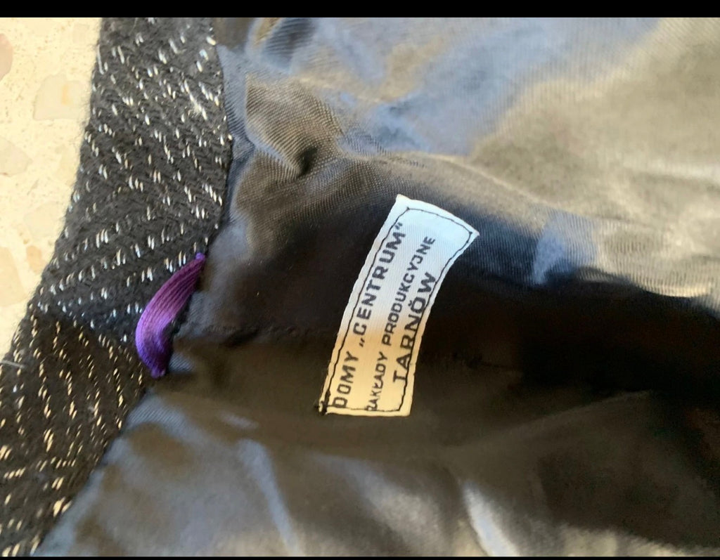 Vintage wool blend classic herringbone black jacket blazer 40R