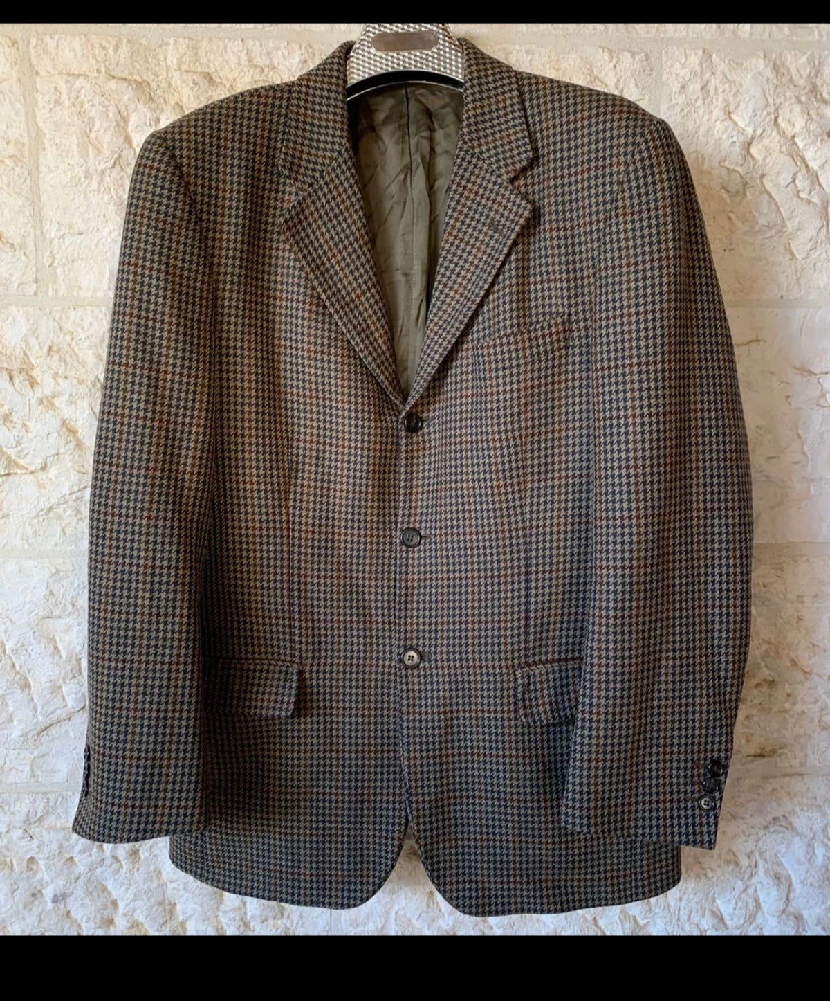 Classic Massimo Dutti wool cashmere houndstooth brown jacket blazer 42R