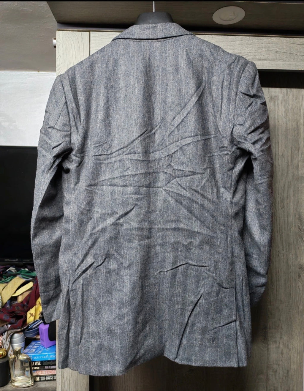1960s vintage pure woollen wool classic gray double breasted suit 38R 38S