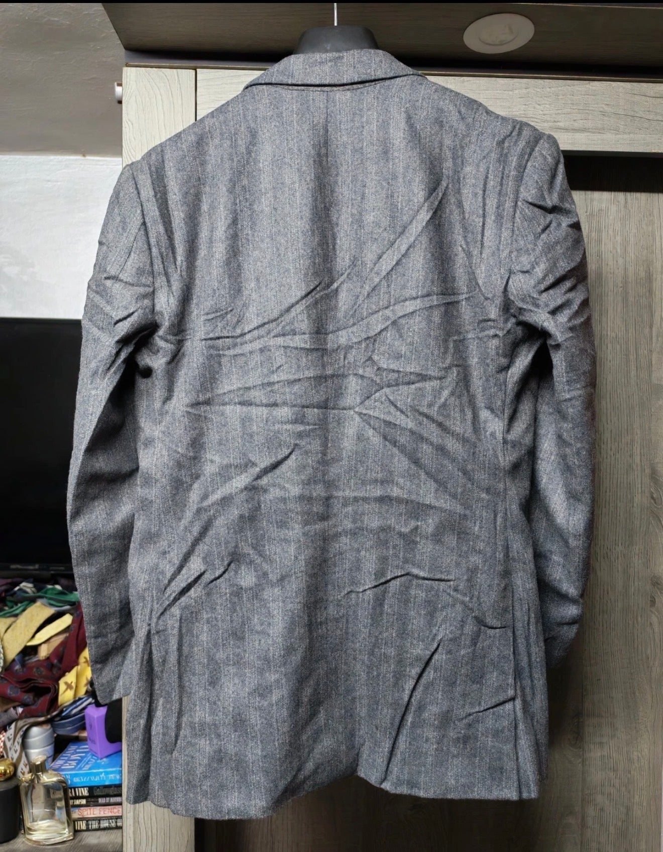 1960s vintage pure woollen wool classic gray double breasted suit 38R 38S