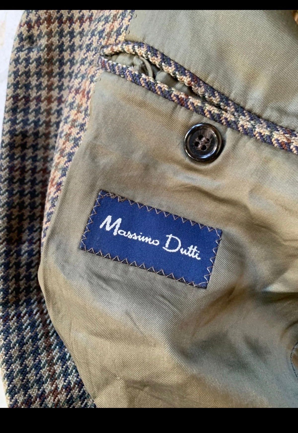 Classic Massimo Dutti wool cashmere houndstooth brown jacket blazer 42R