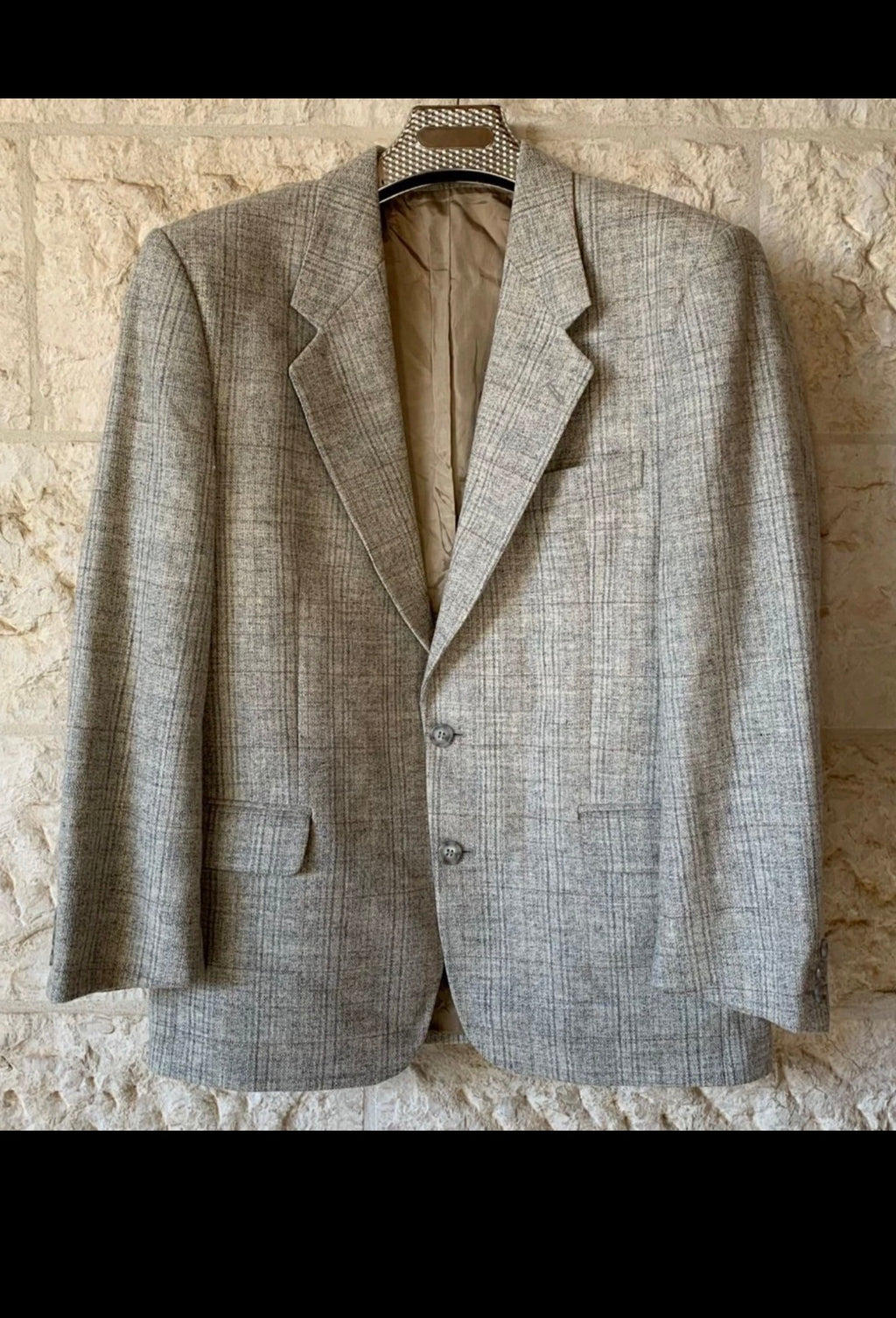 vintage classic Westbury pure wool Windowpane gray jacket sport coat 42R 42S