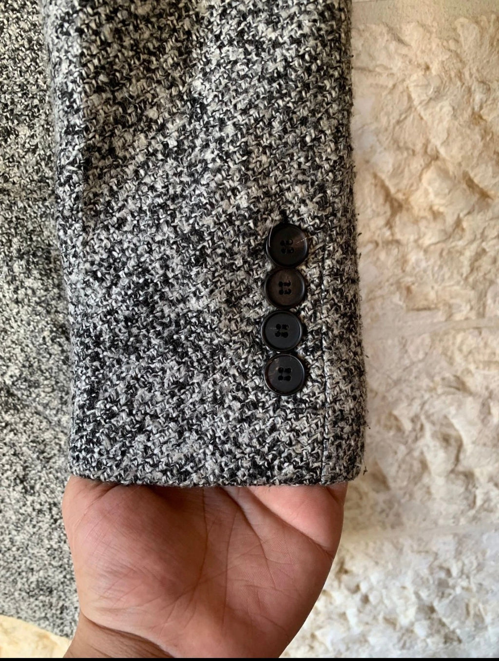 Classic unique style wool blend camouflage gray slim over coat 40R 38R
