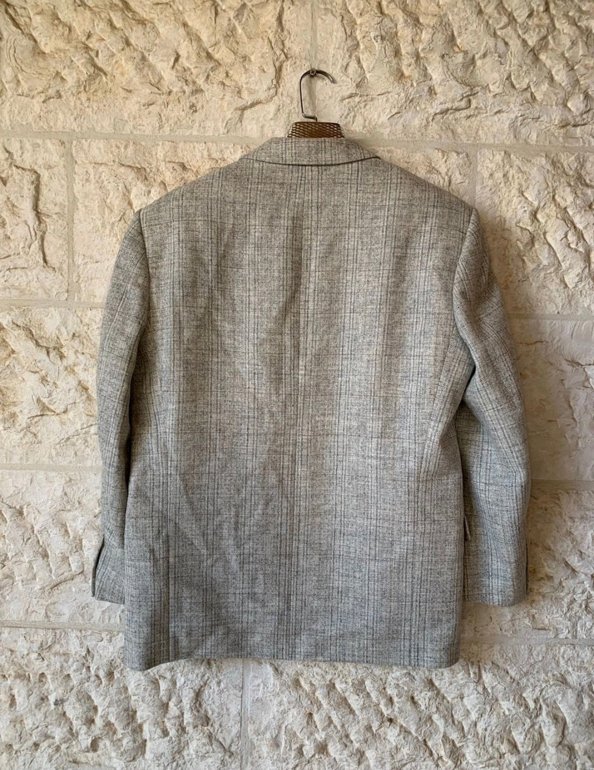 vintage classic Westbury pure wool Windowpane gray jacket sport coat 42R 42S