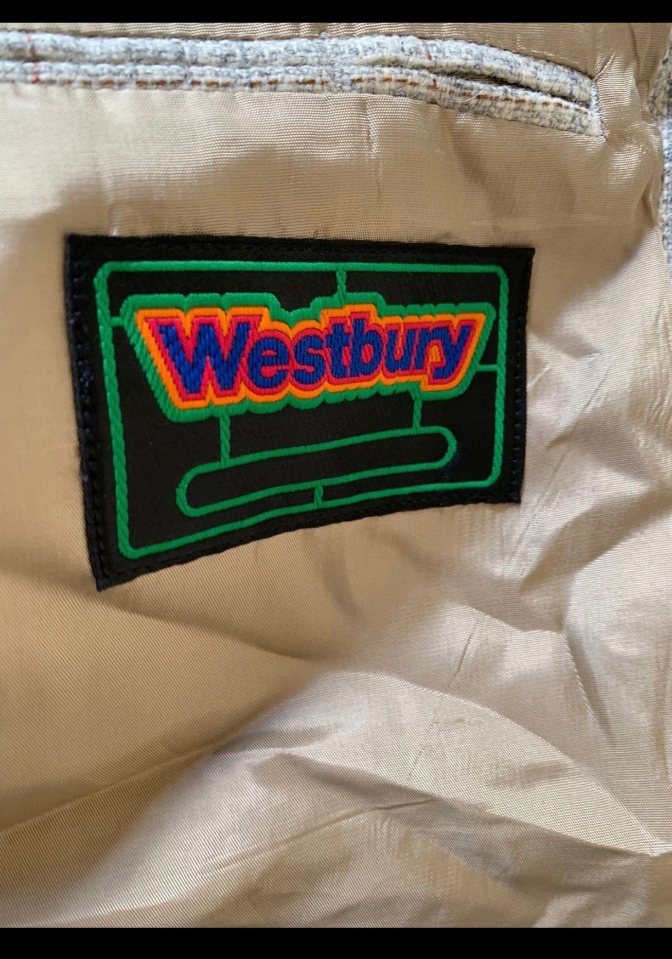 vintage classic Westbury pure wool Windowpane gray jacket sport coat 42R 42S