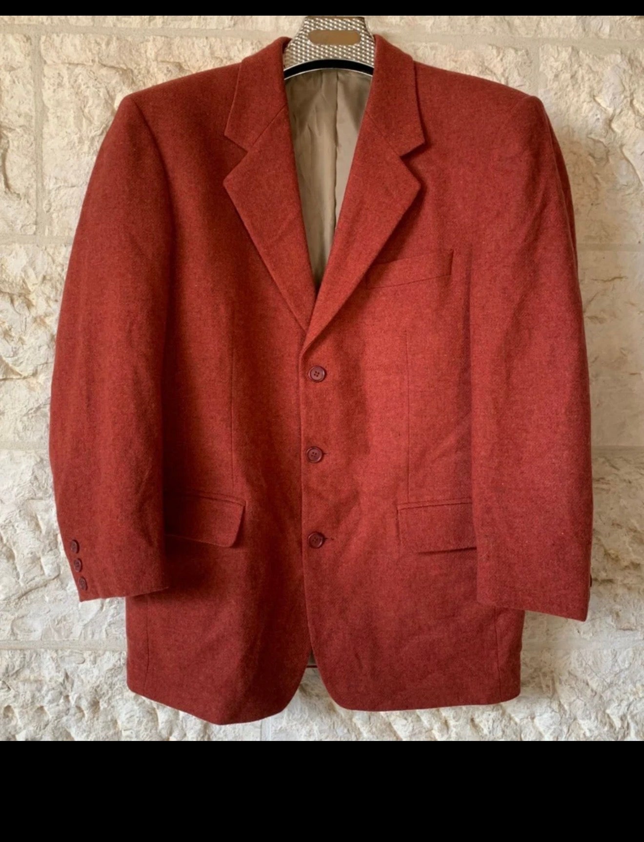 Vintage pure wool tweed red orange classic hunting jacket blazer 40S