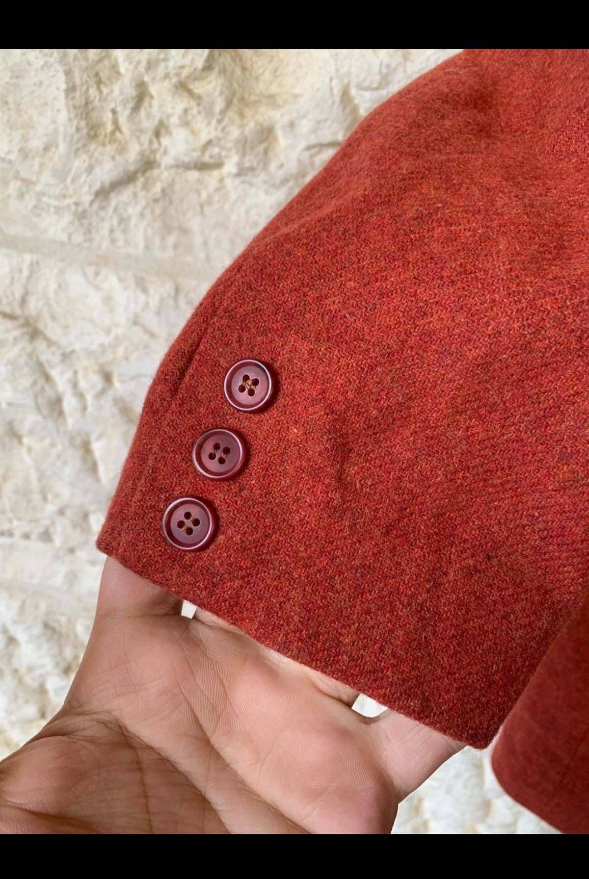 Vintage pure wool tweed red orange classic hunting jacket blazer 40S
