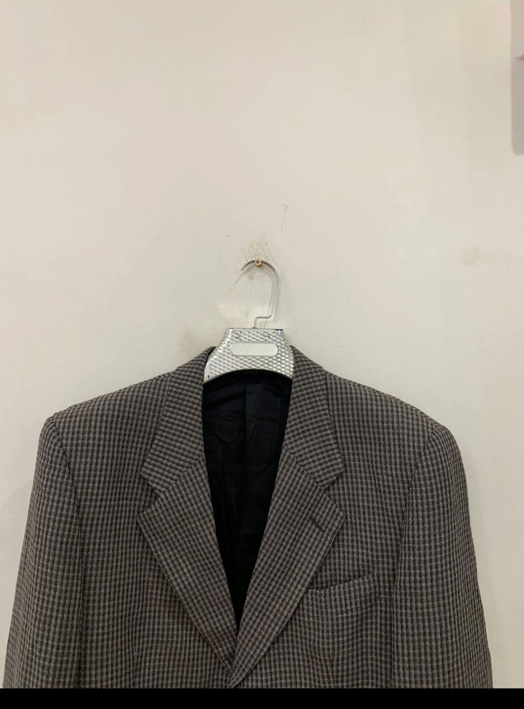 Vintage Harry Rosen pure wool classic houndstooth plaid gray jacket blazer 42R