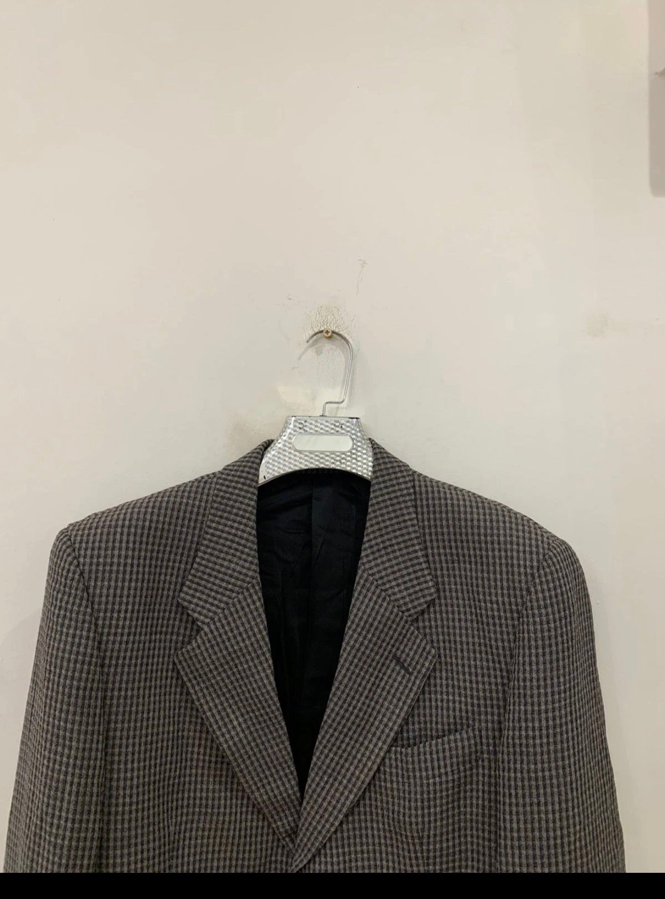 Vintage Harry Rosen pure wool classic houndstooth plaid gray jacket blazer 42R