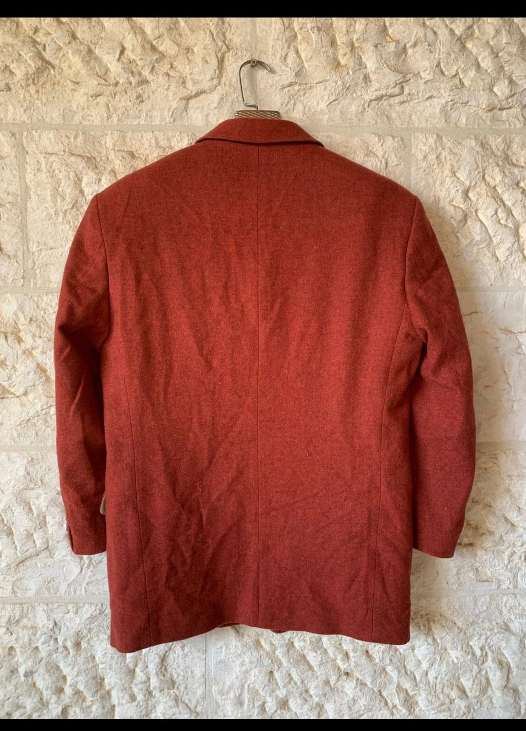 Vintage pure wool tweed red orange classic hunting jacket blazer 40S