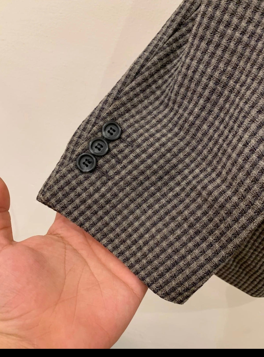 Vintage Harry Rosen pure wool classic houndstooth plaid gray jacket blazer 42R