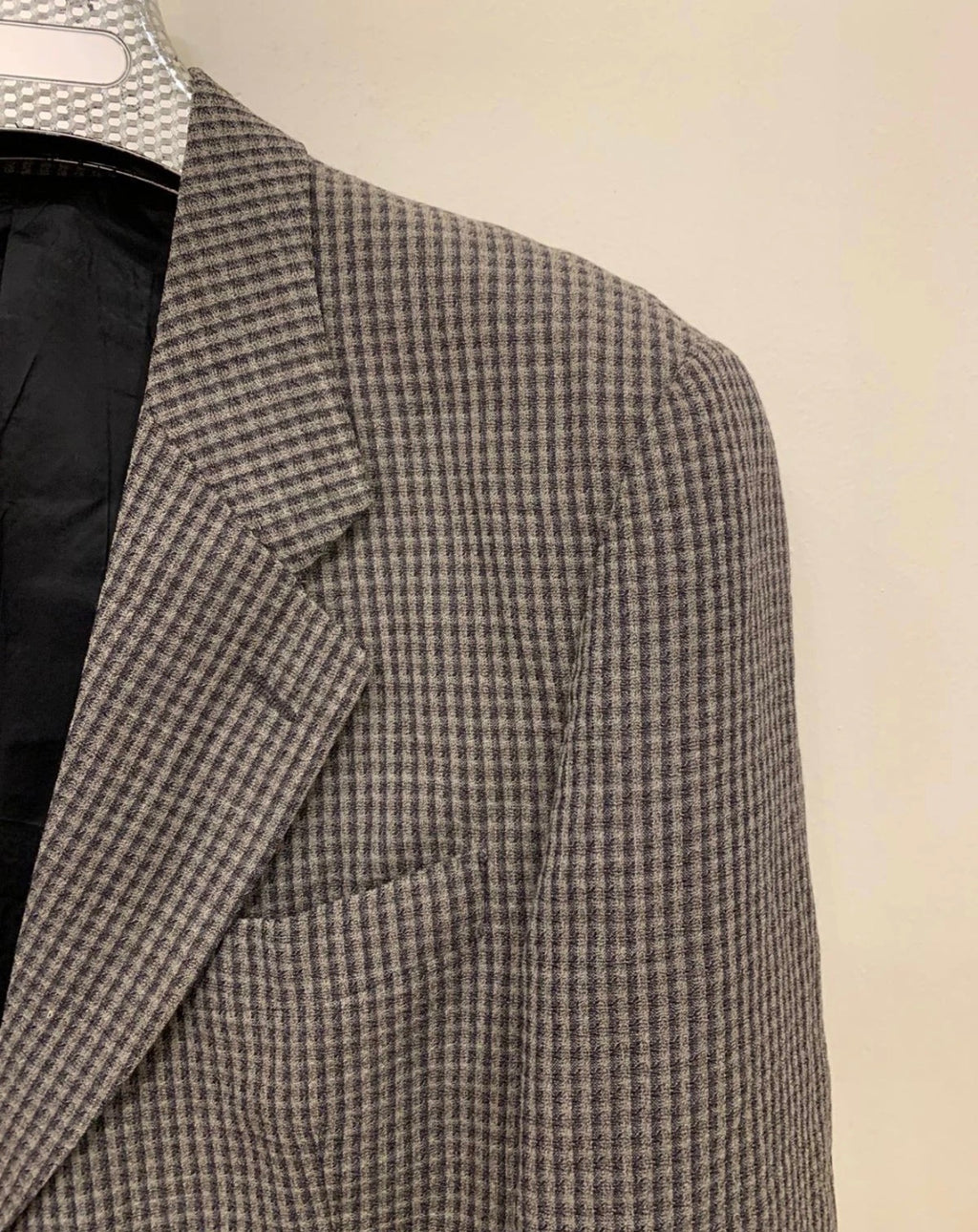 Vintage Harry Rosen pure wool classic houndstooth plaid gray jacket blazer 42R