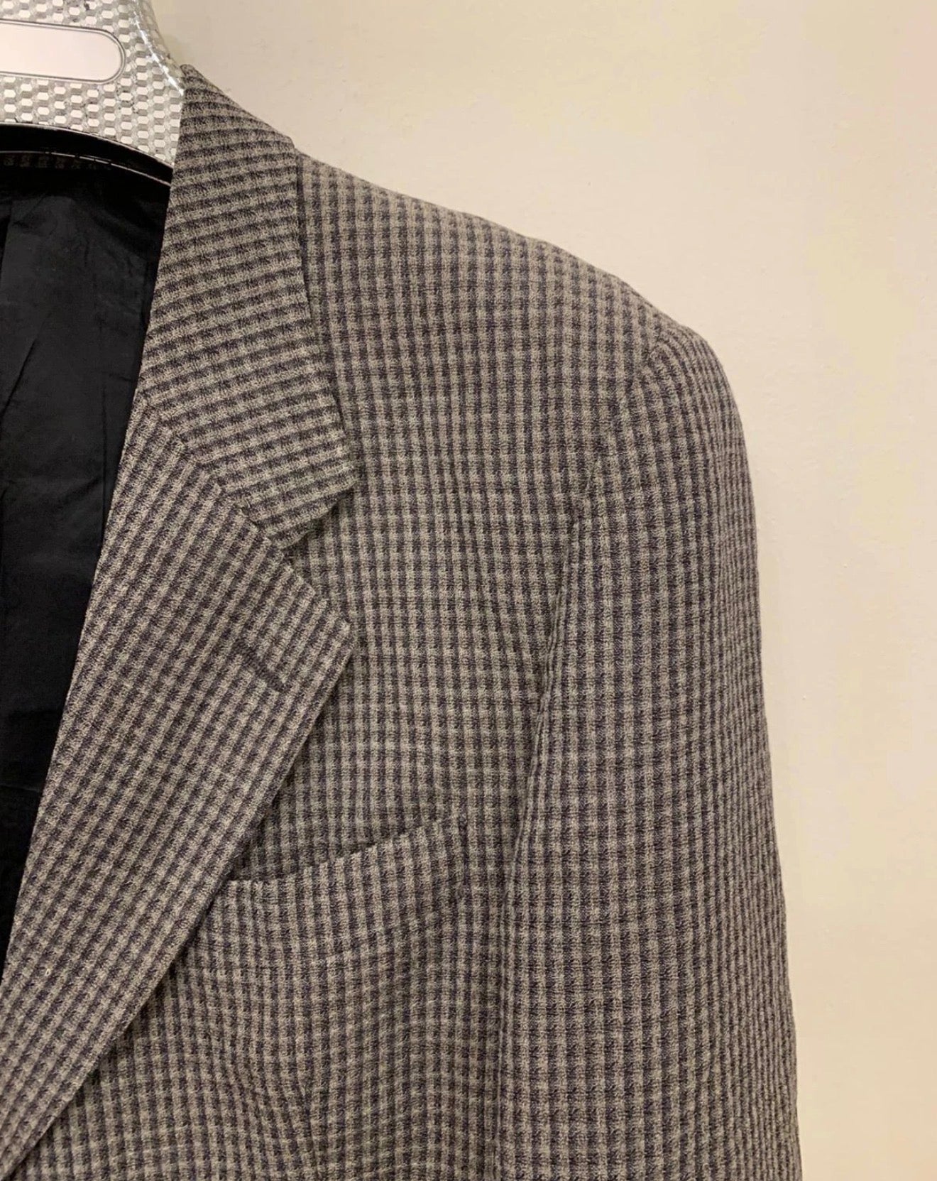 Vintage Harry Rosen pure wool classic houndstooth plaid gray jacket blazer 42R