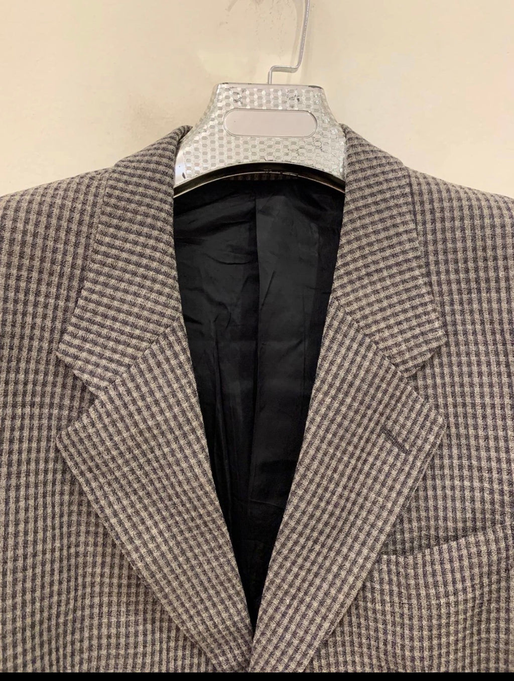 Vintage Harry Rosen pure wool classic houndstooth plaid gray jacket blazer 42R