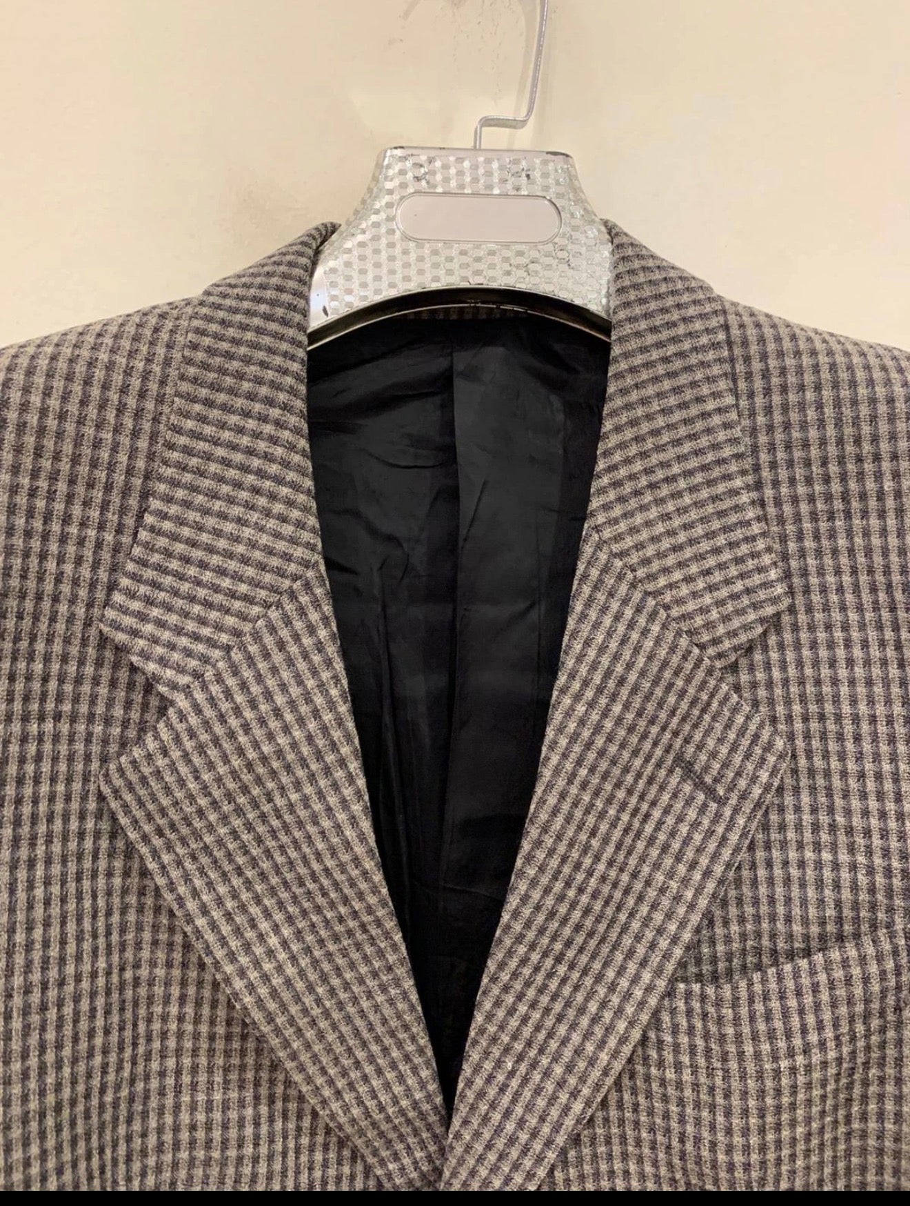 Vintage Harry Rosen pure wool classic houndstooth plaid gray jacket blazer 42R