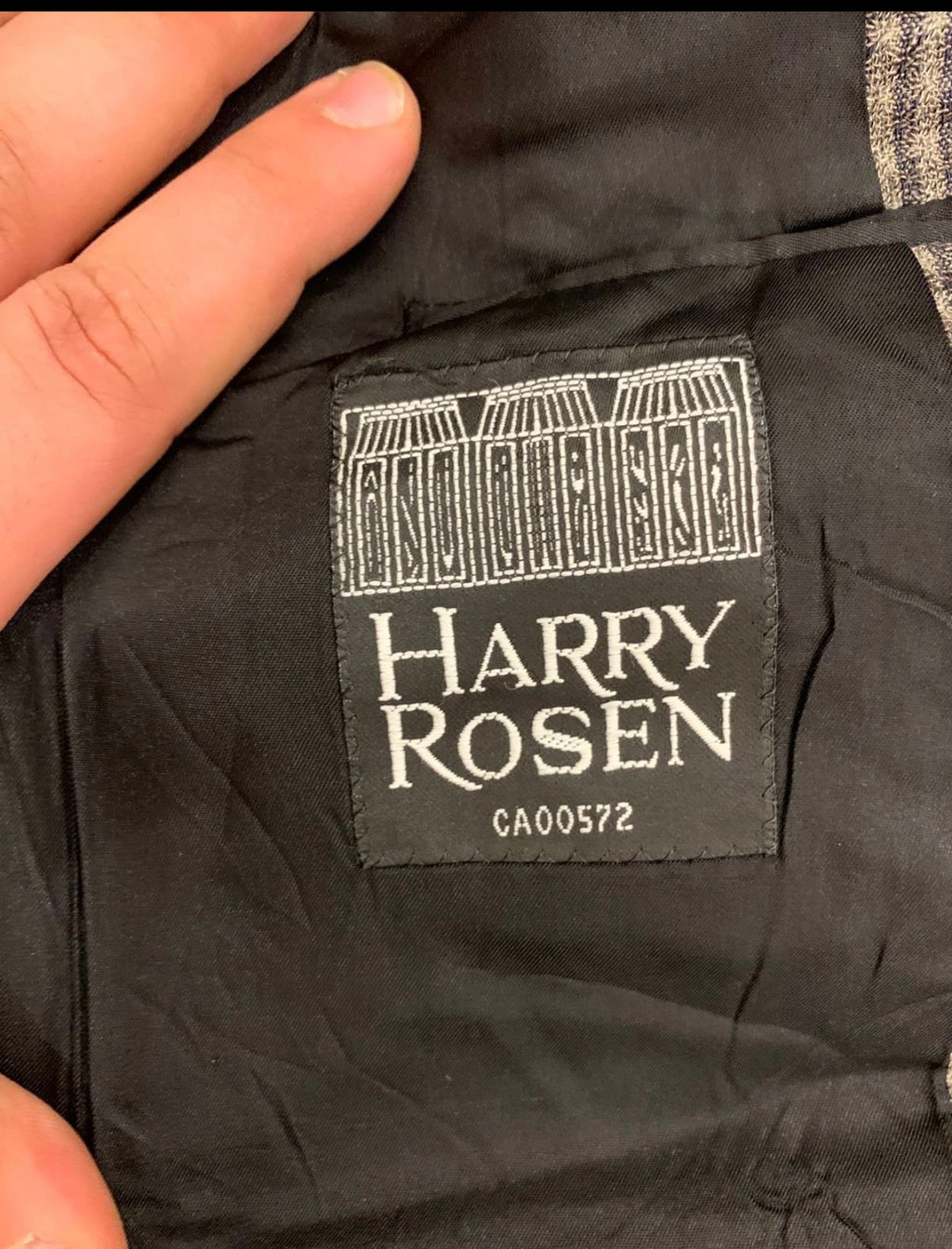 Vintage Harry Rosen pure wool classic houndstooth plaid gray jacket blazer 42R