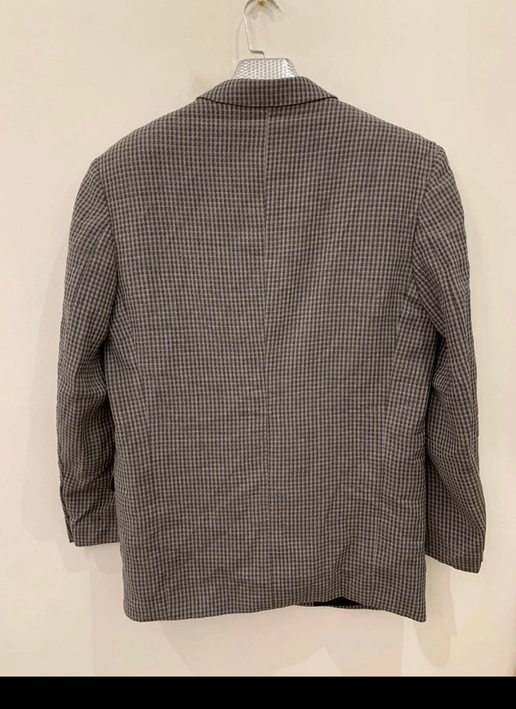 Vintage Harry Rosen pure wool classic houndstooth plaid gray jacket blazer 42R