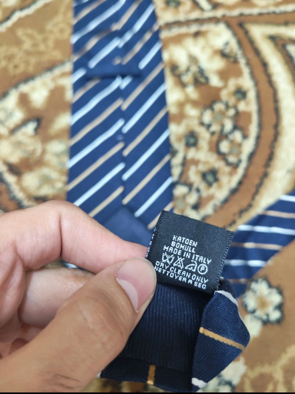 Classic DOLCE & GABBANA Silk Linen Blend luxury Navy candy cane neck tie