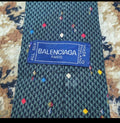 Vintage Balenciaga Paris classic 100% all silk luxury Geometric green neck tie