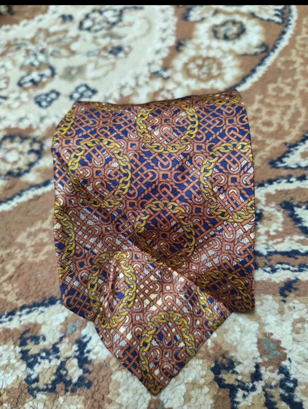 vintage Celine Paris classic 100% all silk luxury Geometric brown neck tie