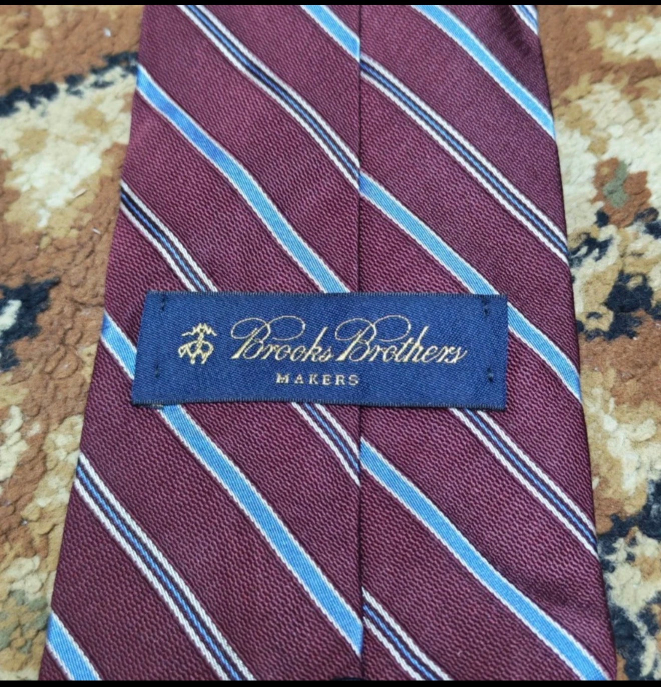 Vintage Brooks Brothers Makers classic 100% all silk burgundy Repp neck tie
