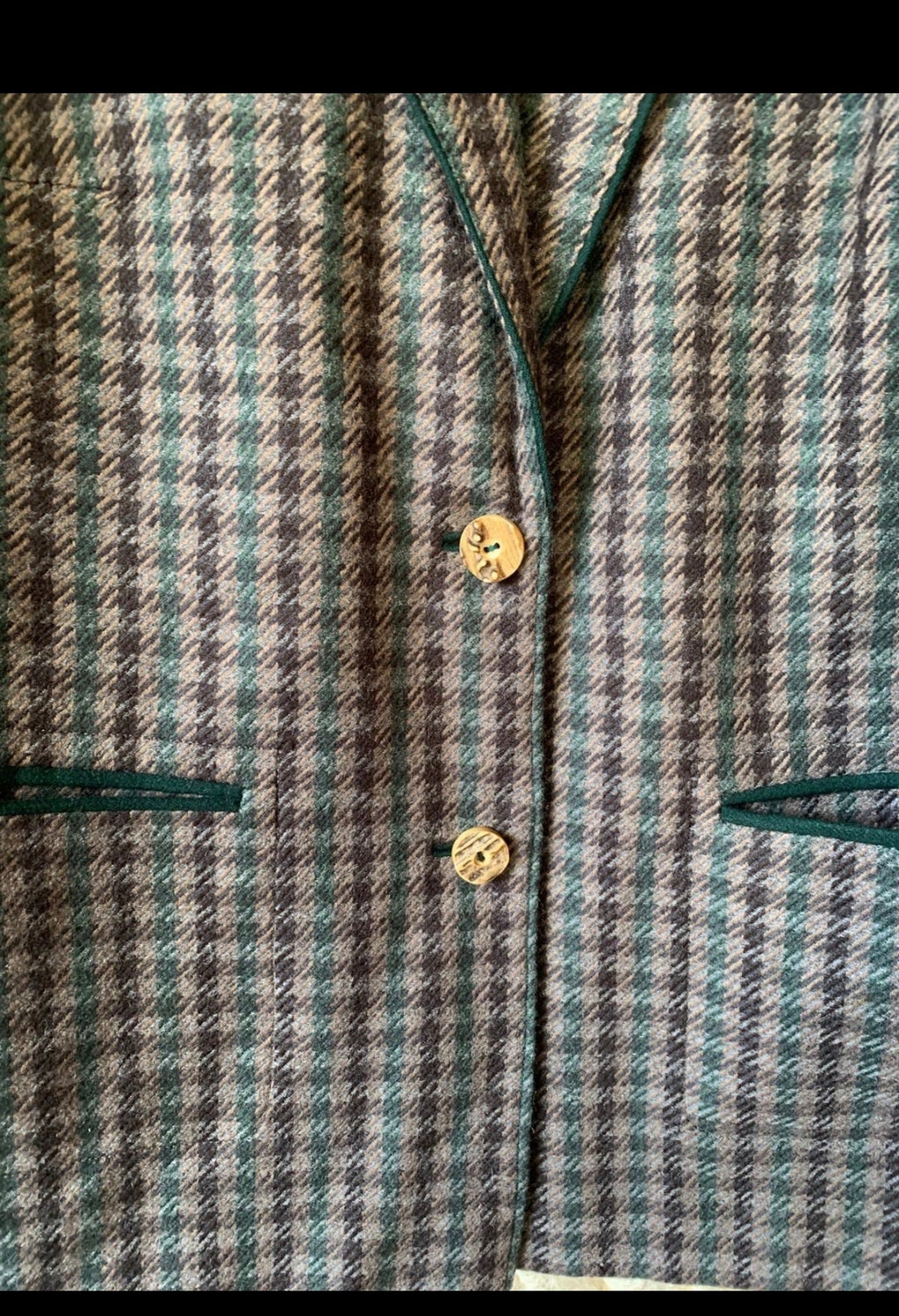 Vintage pure wool classic Loden plaid jacket sweater 44 L 14