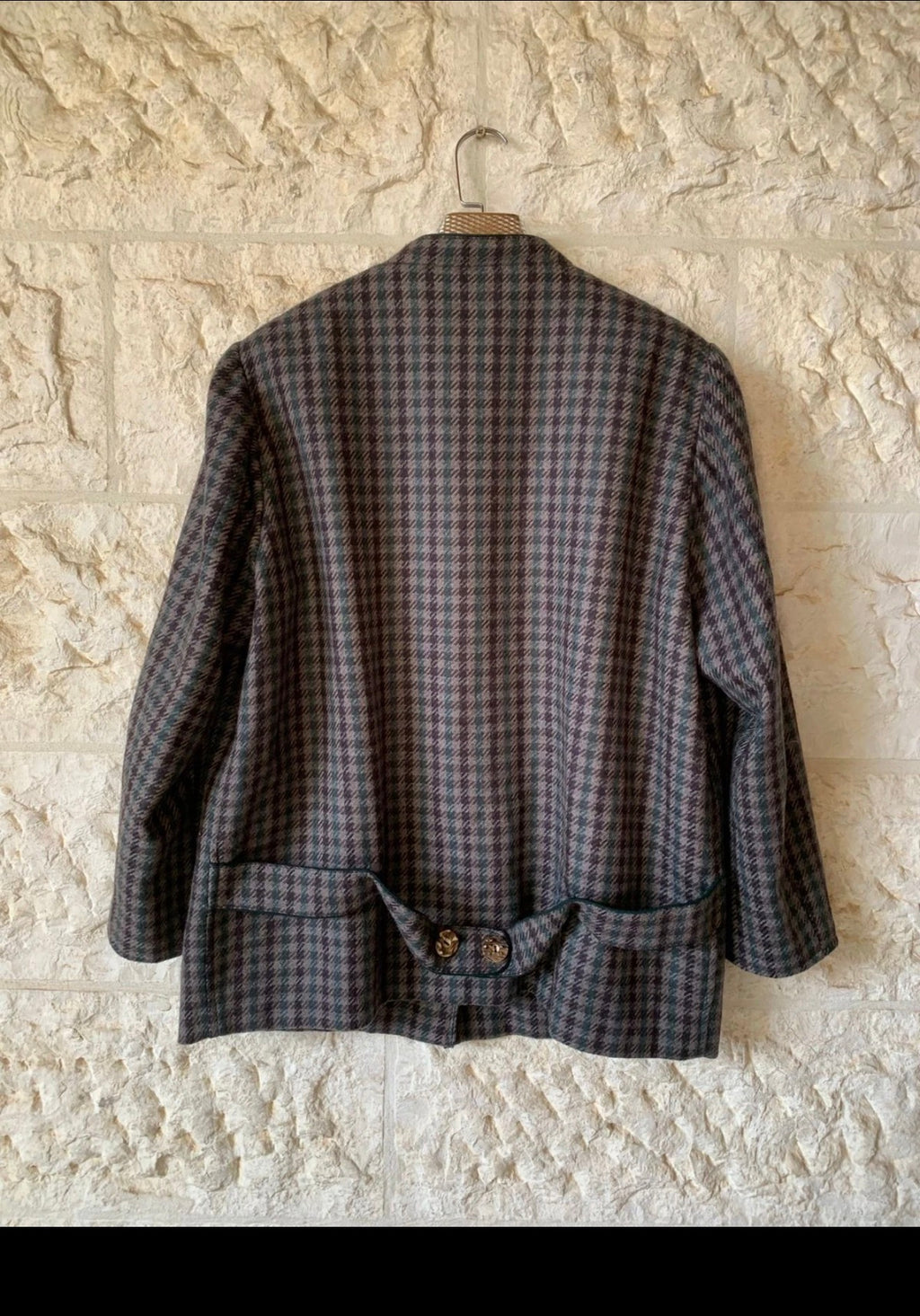 Vintage pure wool classic Loden plaid jacket sweater 44 L 14