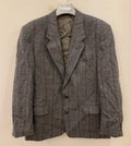 Vintage pure wool tweed glen check gray classic hunting jacket blazer 44R 44L