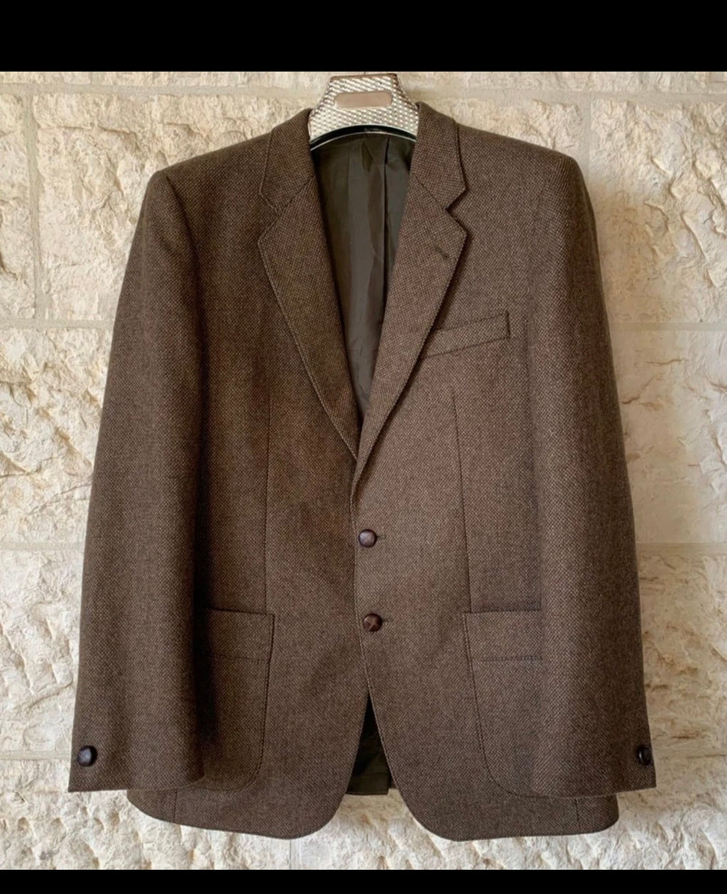 Vintage pure wool handwoven Tweed classic brown hunting jacket blazer 40R