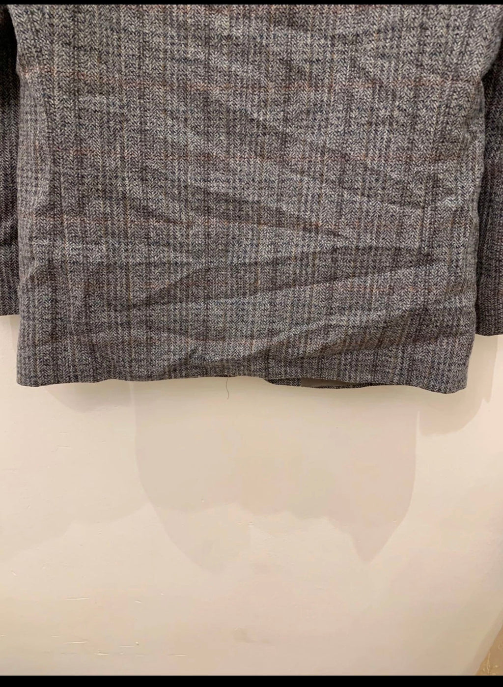 Vintage pure wool tweed glen check gray classic hunting jacket blazer 44R 44L