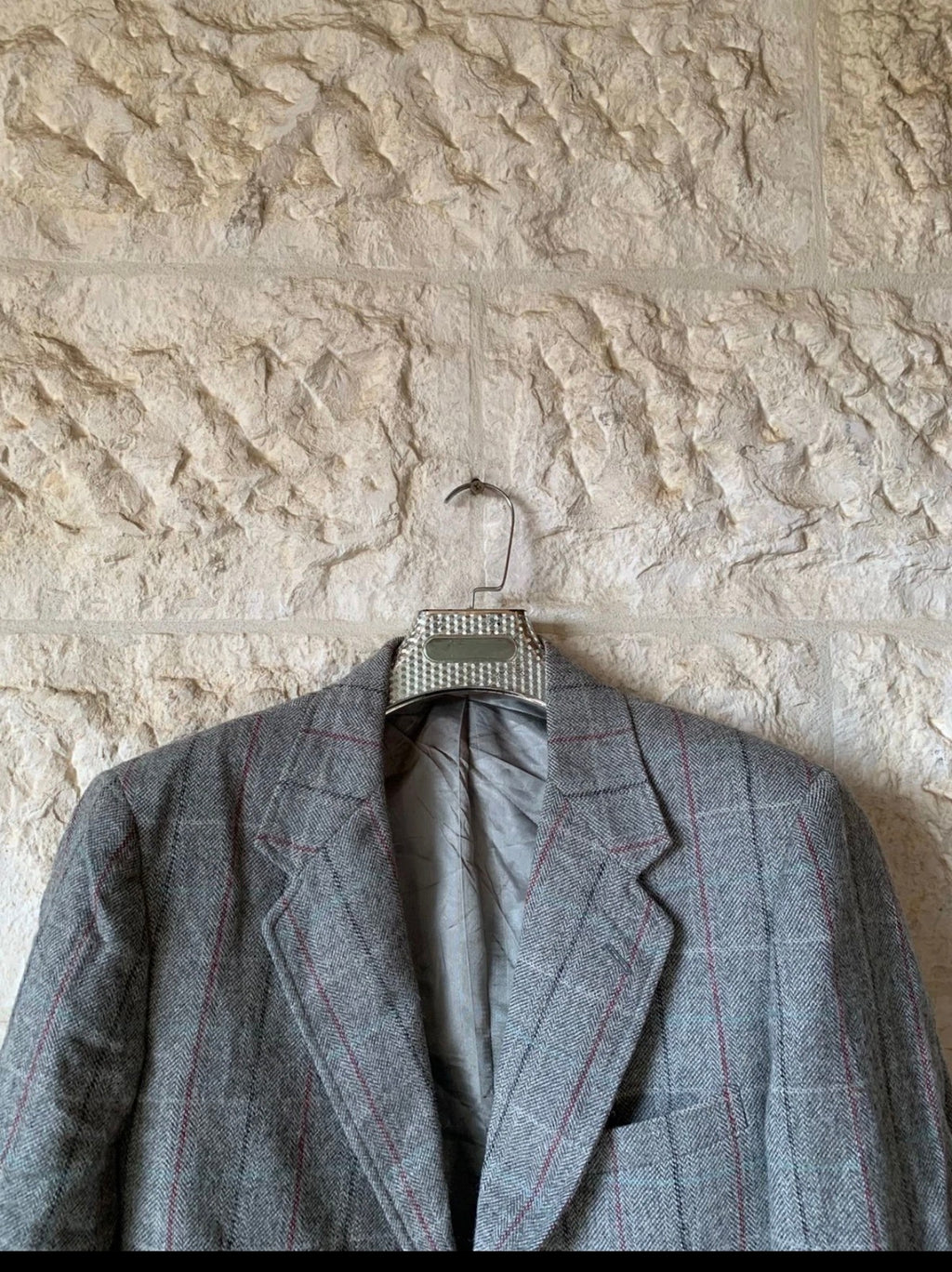 Vintage Alpaca wool Windowpane classic gray jacket blazer 40R