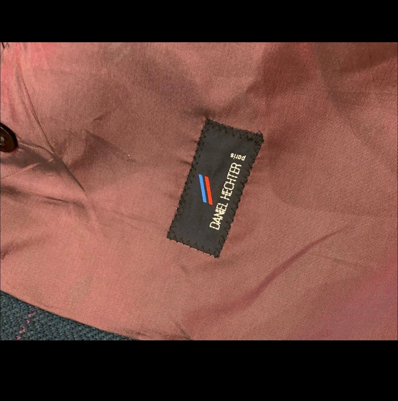 Vintage Daniel Hechter Wool Cashmere Windowpane turquoise jacket blazer 46L XL